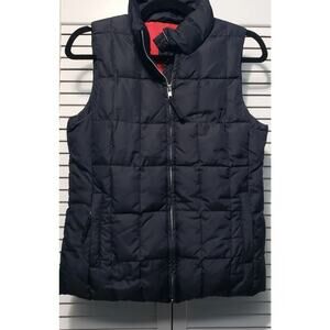 GAP Down Filled Puffer Vest Womens XS Front Zip Quilted Black w/Red Inner Lining
